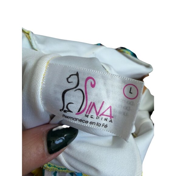 DINA MEDINA Tropical Ruffle Sleeve Bathing Suit Swimsuit Size Large - Picture 3 of 8